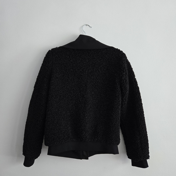 Black Sherpa Jacket with Leather Accents - Picture 7 of 12